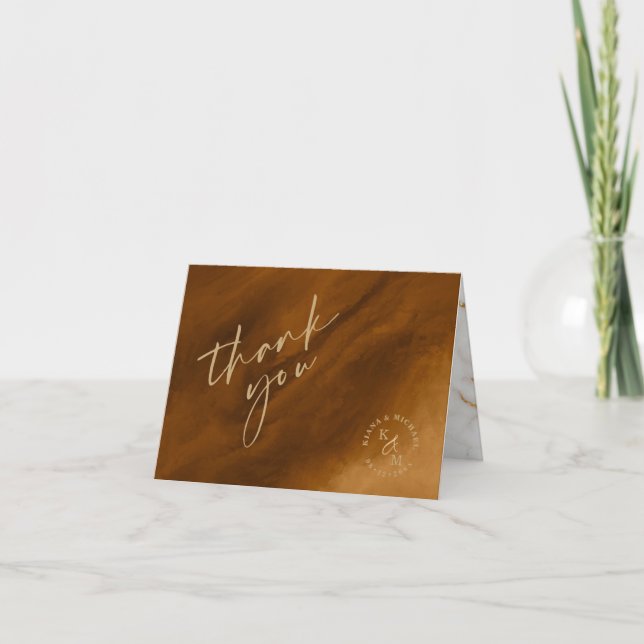Modern Marble Glitter Thank You Gold ID816 Card (Front)