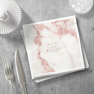 Modern Marble Glitter Wedding Rose Gold ID816 Napkin