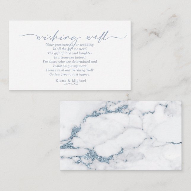 Modern Marble Glitter Wishing Well V2 Blue ID816 Enclosure Card (Front/Back)