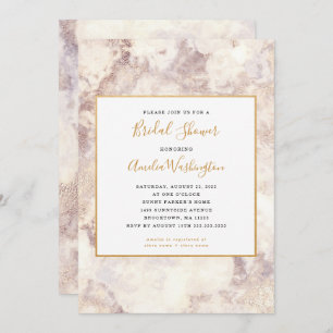 Modern Marble + Gold Bridal Shower Invitation