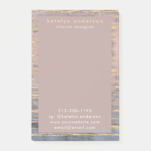 Modern Marble Gold Foil Gemstone Interior Designer Post-it Notes