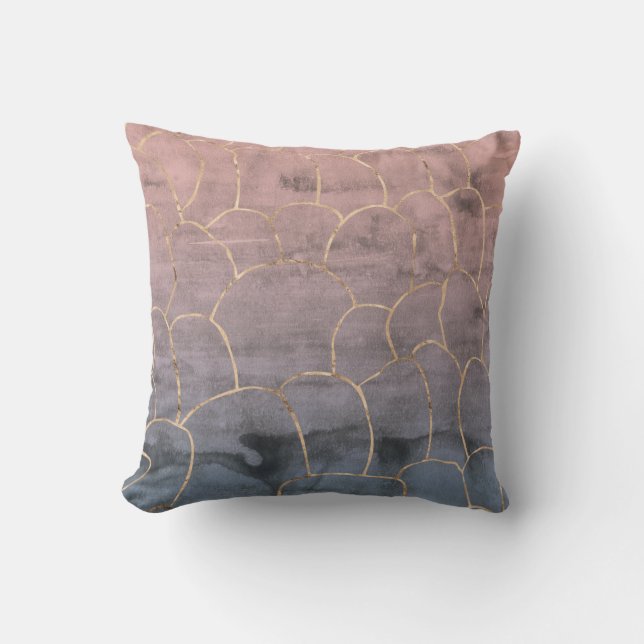 Modern Marble Gold Foil Gemstone Throw Pillow (Front)