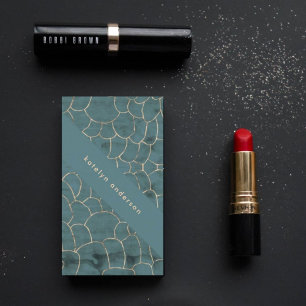 Modern Marble Gold Gemstone Teal Interior Designer Business Card