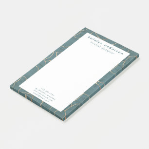 Modern Marble Gold Gemstone Teal Interior Designer Post-it Notes