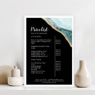 Modern Marble Gold Salon Price List Poster