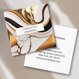 Modern Marble Gold Square Business Card