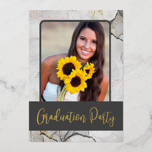 Modern Marble Graduation Party Foil Invitation