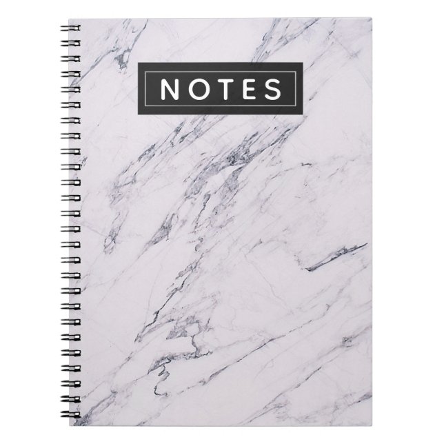 Modern Marble Grey White Black Chic Personalised Notebook (Front)