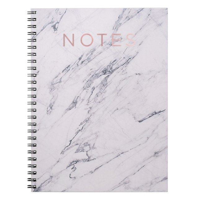 Modern Marble Grey White & Rose Gold Pink Notes Notebook (Front)