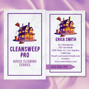 Modern Marble House Cleaning Maid Service Logo Business Card