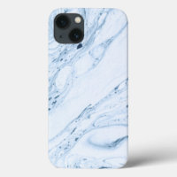 Modern marble look swirls in white light blue-grey
