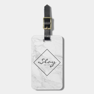 Modern marble luggage tag