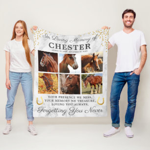 Modern Marble Memorial Pet Horse Fleece Blanket