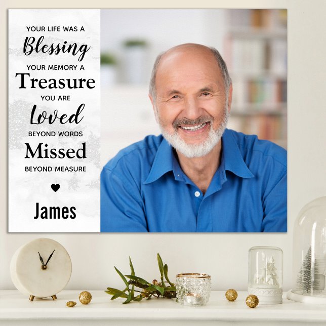 Modern Marble Memorial Remembrance Keepsake Photo  Poster (Creator Uploaded)