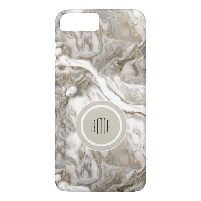 Modern Marble Monogram Case-Mate iPhone Case (Back)