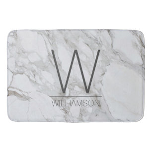 Modern Marble Monogrammed bathroom decor Bath Mat