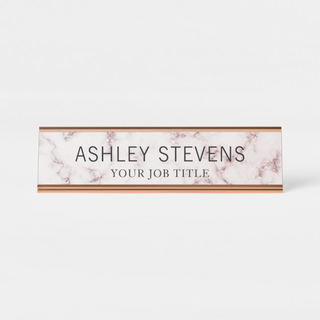 Modern Marble Office Employee Desk Name Plate (Front)