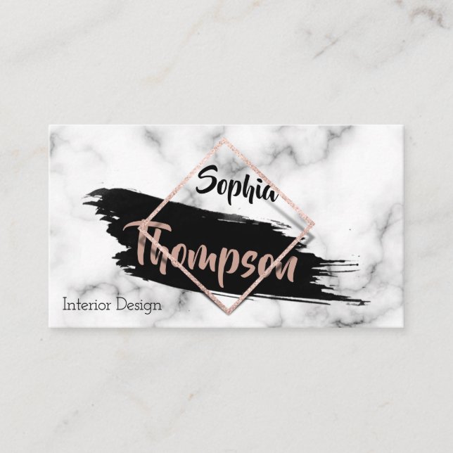 Modern Marble Paint Stroke Glitter - Business Card (Front)