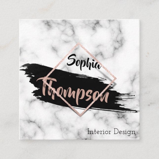 Modern Marble Paint Stroke Glitter - Business Card (Front)