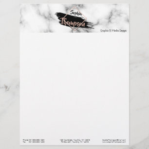 Modern Marble Paint Stroke Name - Letterhead