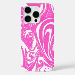 Modern Marble Pattern Design in Pink and White iPhone 16 Pro Case