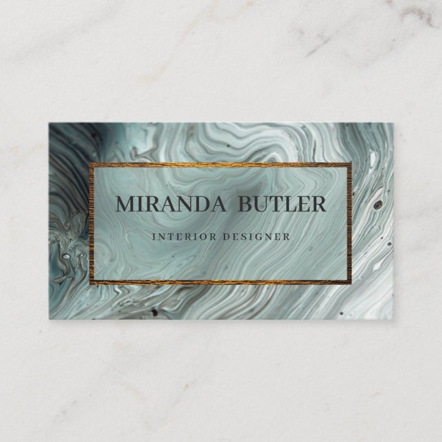 Modern Marble Personalised Personal Golden Frame B Business Card (Front)