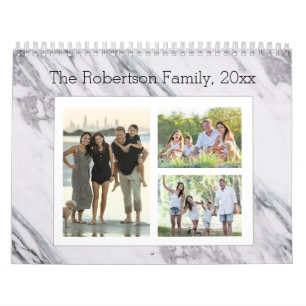 Modern Marble Photo Collage 36-Image Family Calendar