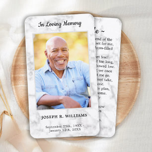 Modern Marble Photo Funeral Memorial Prayer Card