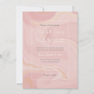 Modern Marble Pink Gold Glitter Background Invitation