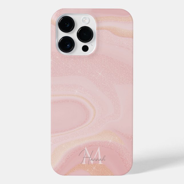 Modern Marble Pink Gold Glitter Background iPhone Case (Back)