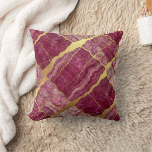 Modern Marble Pink + Gold Luxury Cushion