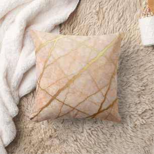 Modern Marble Pink + Gold Luxury Cushion
