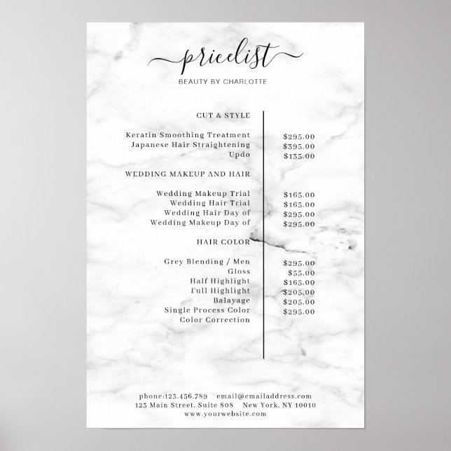 Modern Marble Price List Poster (Front)