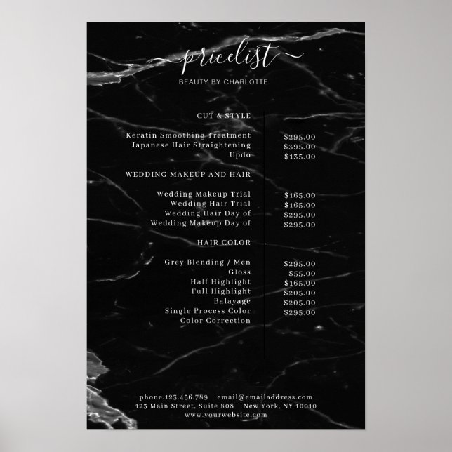 Modern Marble Price List Poster (Front)