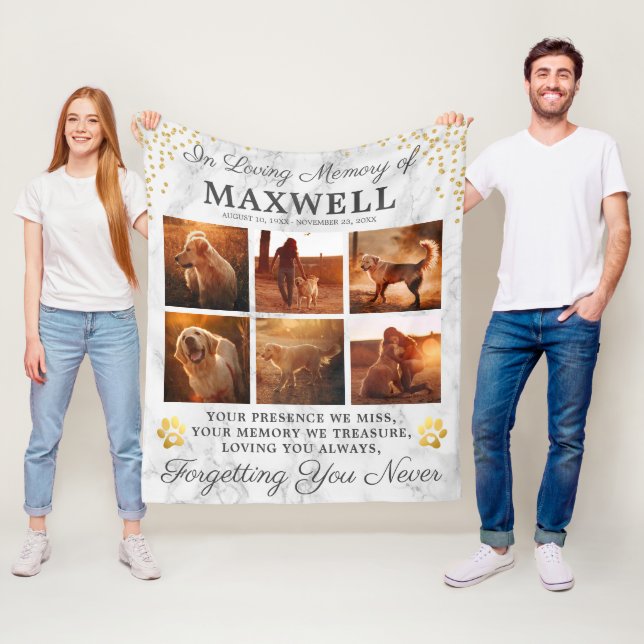 Modern Marble Remembrance Dog Fleece Blanket (In Situ)