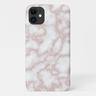 Modern marble rose gold glitter iPhone 11 case