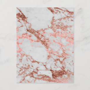 Modern Marble Rose Gold Glitter Postcard