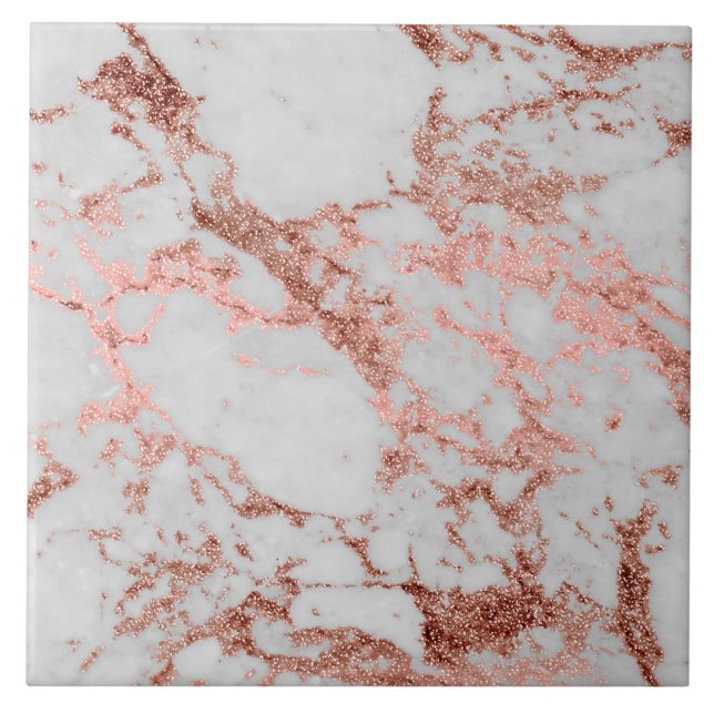 Modern Marble Rose Gold Glitter Tile (Front)