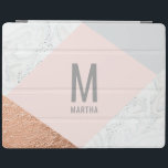 Modern Marble, rose gold, grey and blush pink iPad Cover<br><div class="desc">Modern faux Marble,  rose gold,  grey and blush pink design. With space for a name. Background colour and text colour can be altered. Part of a modern collection.</div>