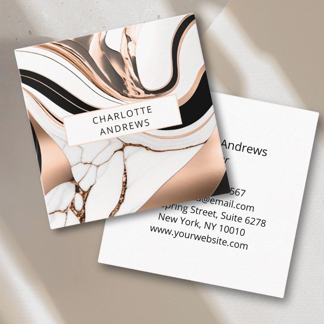 Modern Marble Rosegold Square Business Card (Modern Marble Rosegold Square Business Card)