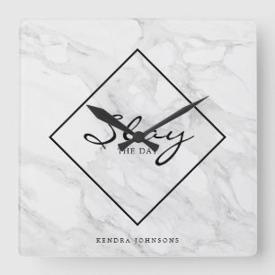 Modern marble square wall clock