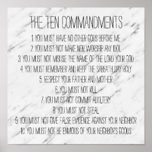 Modern Marble Ten Commandments Sign