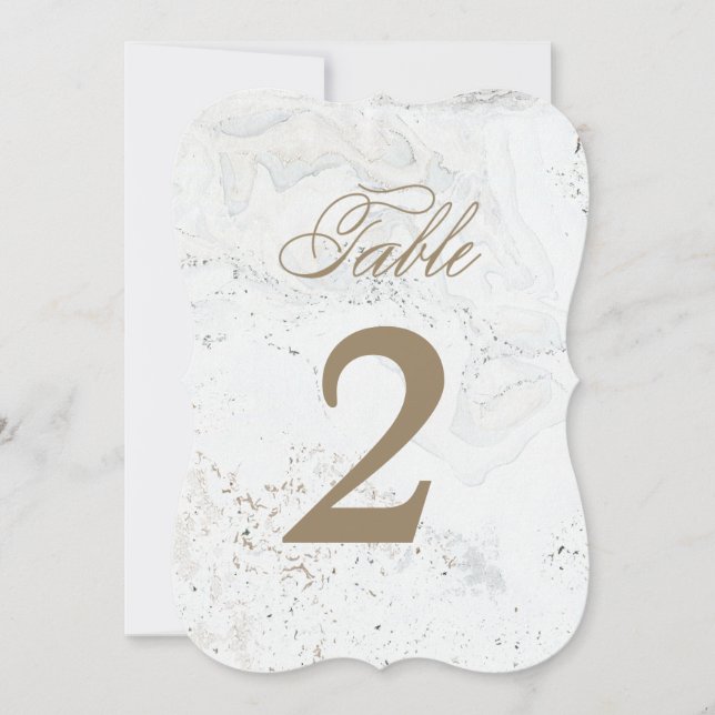 Modern Marble Wedding Table Numbers | Gold (Front)