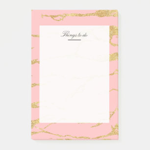Modern marble with faux gold post-it notes