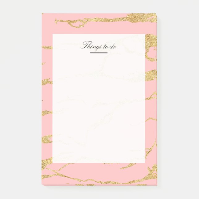 Modern marble with faux gold post-it notes (Front)