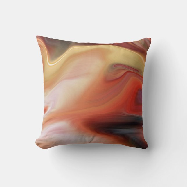 Modern Marbled Abstract | orange russet peach Cushion (Front)