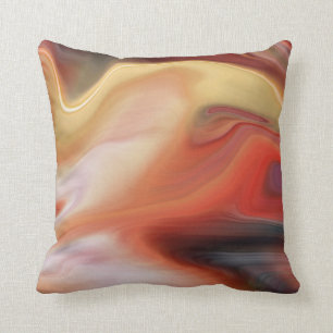 Modern Marbled Abstract   orange russet peach Cushion