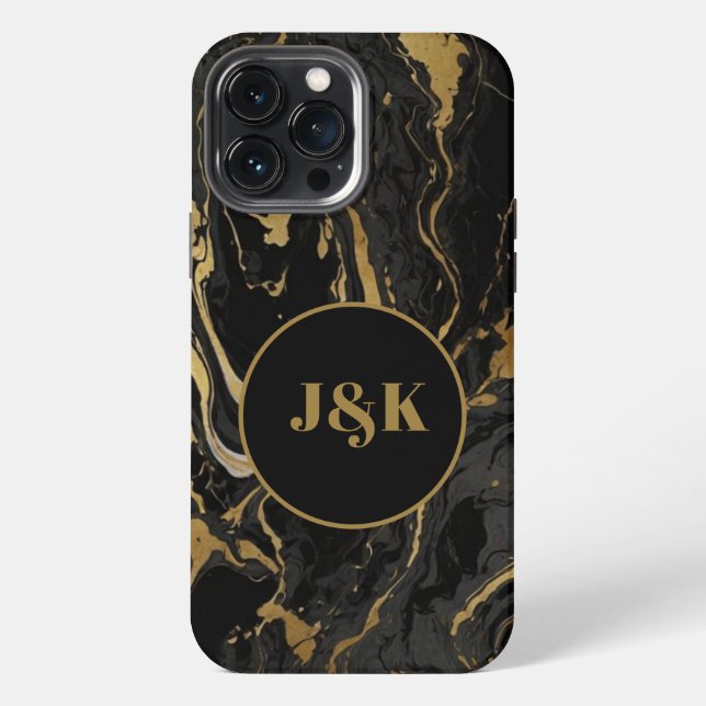Modern Marbled Initial Monogrammed  iPhone Case (Back)