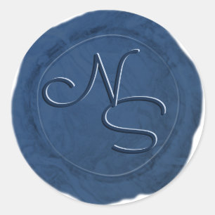 Modern Marbled Navy Wax Seal Monogram Sticker