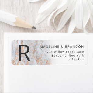 Modern Marbles in Blue with Copper Return Address Return Address Label